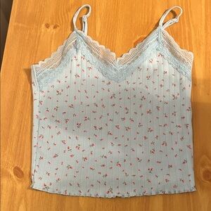 No Boundaries Blue Floral Camisole with Lace
